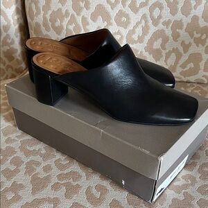 Franco Sarto Black Leather Mules NIB